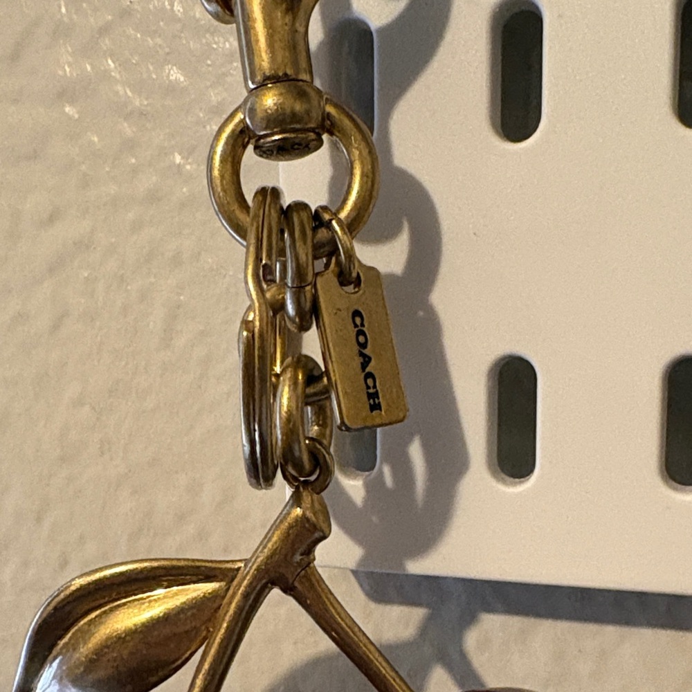 Authentic Coach Gold and Deep Red Cherry Keychain - Picture 4 of 7